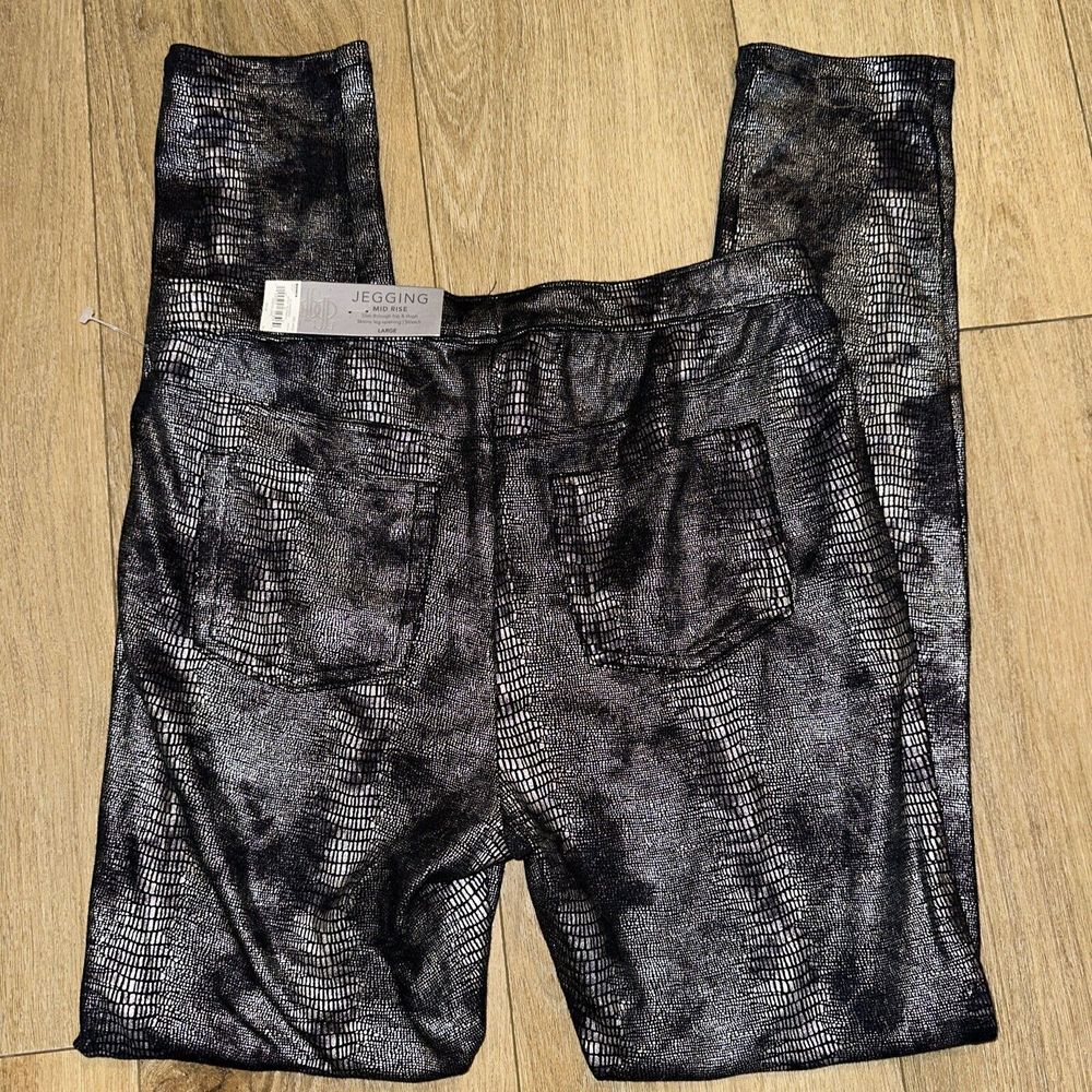 Jennifer Lopez Women's Jegging Black Snakeskin Size Large‎ Mid Rise NEW - Picture 6 of 8